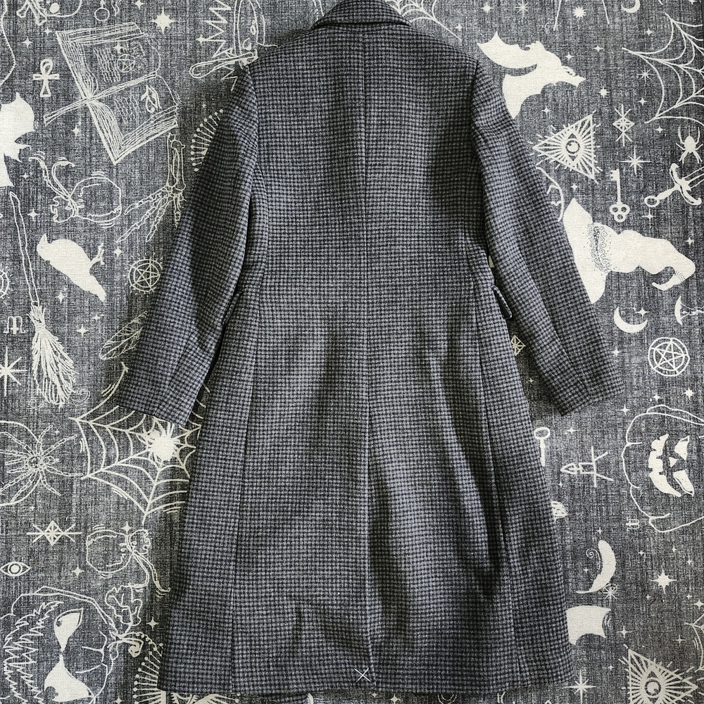 Club Monaco Black and Gray Checkered Trench Coat - Picture 2 of 9